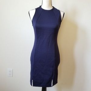 Soprano Navy Blue Quilted Chevron Mini Dress